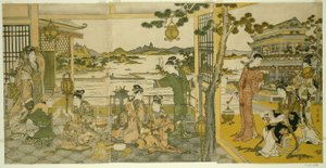 Chinesische Schönheiten bei einem Bankett von Kitagawa Utamaro