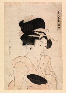 Kurtisane mit einer Sake-Tasse, um 1790-1806 (Farbholzschnitt) von Kitagawa Utamaro