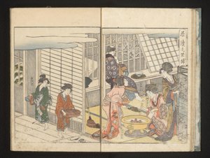 Kurtisanen und Gast am Wintermorgen von Kitagawa Utamaro