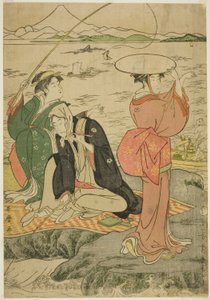 Fischen bei Iwaya, Enoshima von Kitagawa Utamaro