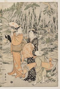Angeln auf dem Hackbrettfelsen bei Enoshima von Kitagawa Utamaro