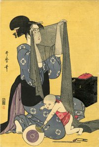 Hari-shigoto Nadelarbeit. Triptychon, linker Teil, 1795 von Kitagawa Utamaro