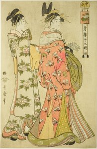 Stunde des Affen [16 Uhr] (Saru no koku), aus der Serie "Die zwölf Stunden in Yoshiwara" ("Seiro juni toki tsuzuki") von Kitagawa Utamaro