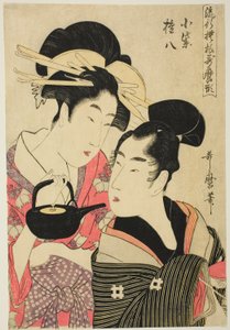 Komurasaki und Gonpachi, aus der Serie "Modische Muster im Utamaro-Stil" von Kitagawa Utamaro