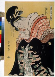 Die schöne Takigawa aus dem Teehaus Ogi. In der Serie Die berühmten Schönheiten unserer Zeit von Kitagawa Utamaro