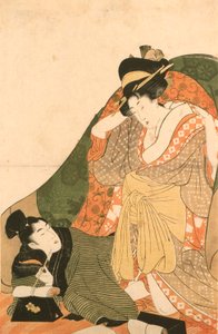 Liebende unter einem Futon; Eingangsbild zu einer erotischen Serie von Kitagawa Utamaro