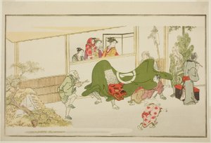 Neujahrs-Straßenkünstler, aus der illustrierten Kyoka-Anthologie "Der junge Gott Ebisu (Waka Ebisu)"