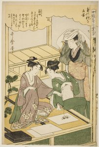 Nr. 7 (nana), aus der Serie "Frauen, die in der Seidenraupenzucht tätig sind (Joshoku kaiko tewaza-gusa)" von Kitagawa Utamaro