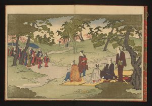 Picknick und Teegenuss in den Hügeln von Ueno, Edo von Kitagawa Utamaro