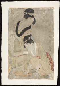 Roher Fisch zubereiten von Kitagawa Utamaro