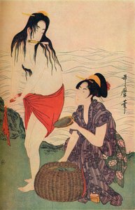 Rechtes Panel des Perlenfischer-Triptychons von Utamaro, um 1797-98, 1936
