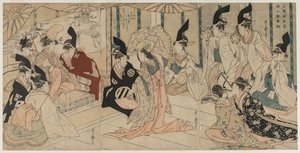 Szene aus dem Stück Der Schatz der treuen Vasallen Chushingura, späte 1790er von Kitagawa Utamaro