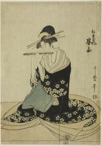 Die Kurtisane Seyama von Matsubaya, aus einer unbetitelten Serie von Kurtisanen von Matsubaya als fünf Musiker von Kitagawa Utamaro