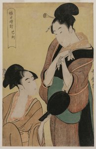 Die Stunde der Schlange (aus der Serie Eine Uhr für junge Frauen) von Kitagawa Utamaro