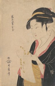 Die Dame Tomimoto Toyohina liest einen Brief von Kitagawa Utamaro