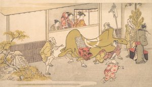 Der Löwentanz, 1789 von Kitagawa Utamaro