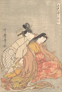 Der Dichter Ariwara no Narihira 825-880 und Ono no Komachi..., ca. 1798