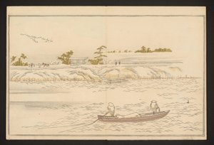 Die Ufer des Sumida-Flusses im Schnee