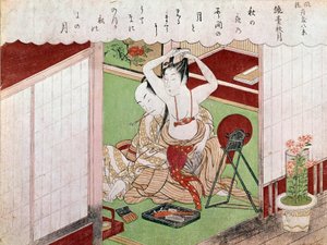 Die Toilette der Eleganten. Japanischer Druck von Utamaro Kitagawa (1794-1795)