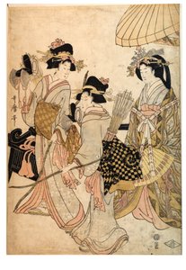 Drei Frauen als Bogenschützen von Kitagawa Utamaro