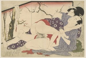Liebespaar neben einem Wandschirm von Kitagawa Utamaro