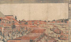 Landschaft, Darstellung eines Wasserfestivals mit Laternen, spätes 18. bis frühes 19. Jahrhundert