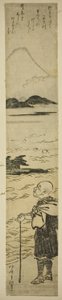 Priester Saigyo betrachtet den Berg Fuji von Kitao Shigemasa