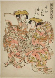 Der Austernfischer-Tanz (Miyakodori), aus der Serie "Schöne Tanzbräuche (Adesugata odori fuzoku)"
