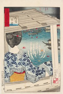 Feuerwerk an der Ryogoku-Brücke von Kiyochika Kobayashi