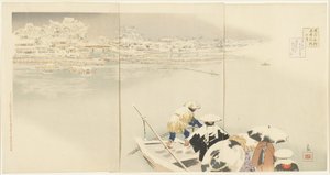 Februar: Matsuchiyanma-Hügel bei Dämmerung im Schnee, März 1896 von Kobayashi Kiyochika