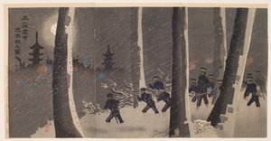 Große heftige Schlacht im Schnee bei Niuzhuang von Kobayashi Kiyochika