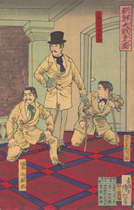 Illustration des Großen Koreanischen Krieges Chosen dai senso no zu von Kobayashi Kiyochika