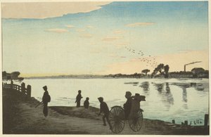 Ishihara-Brücke vom Ufer des Sumida-Flusses aus von Kobayashi Kiyochika