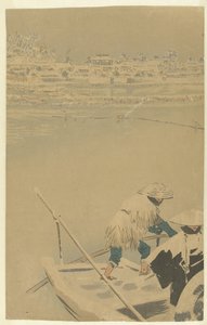 Abendschnee in Matsuchiyama von Kobayashi Kiyochika