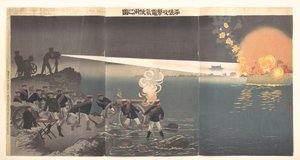 Einsatz von Elektrizität während der Belagerung von Pjöngjang von Kobayashi Kiyochika