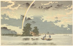 Ansicht von Hashiba, Tokio, in der Abenddämmerung von Kobayashi Kiyochika