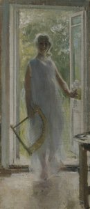 Ein Mädchen auf der Türschwelle von Konstantin Alekseevich Korovin