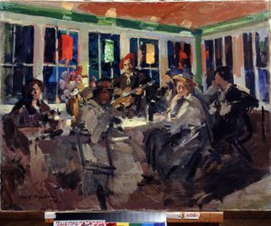 In einem Café von Konstantin Alekseevich Korovin