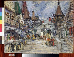 Bühnenbildentwurf für Die Legende von der unsichtbaren Stadt Kitesch und der Jungfrau Fewronija von Nikolai Rimski-Korsakow von Konstantin Alekseevich Korovin