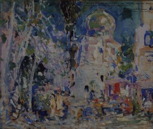 Bühnenbild für das Ballett Der scharlachrote Pimpernel von F. Hartman, 1911 von Konstantin Alekseevich Korovin