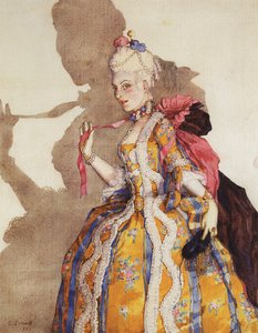 Kostümentwurf für Tamara Karsavina als Marquise von Konstantin Andreevic Somov