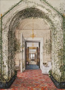 Innenräume des Winterpalastes. Der kleine Wintergarten in den Apartments von Alexandra Fjodorowna, Mitte des 19. Jahrhunderts von Konstantin Andreyevich Ukhtomsky