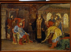 Die Einladung von Prinz Dmitry Pojarski zur Führung der Armeen zur Befreiung Moskaus