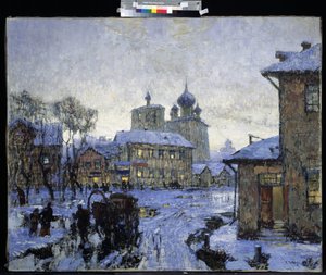 Das Tauwetter. Russisches Dorflandschaft am Ende des Winters von Konstantin Ivanovich Gorbatov