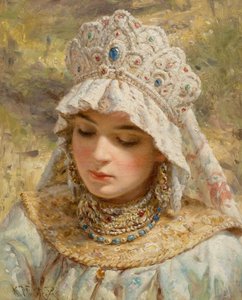 Konstantin Makovsky (zugeschrieben) Mädchen mit Kokoshnik