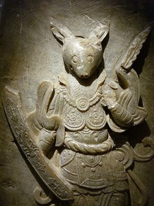 Grabornament, Tierkreiszeichen Hase auf Agalmatolith, 8. Jahrhundert unter der Periode der Nördlichen und Südlichen Königreiche, Korea. Fotografie, Seoul National Museum, Republik Korea von Korean School