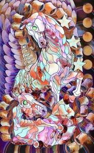 Fantasie-Buntglas-Pferde von Kostyantin Malginov
