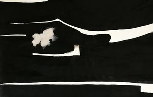 Schwarzes Abstrakt mit rosa Blume