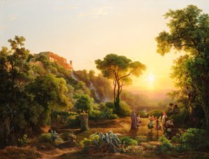 Landschaft bei Tivoli, mit einer Szene der Weinlese