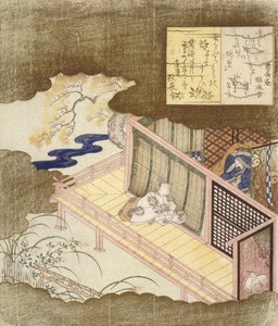 Höfische Liebende tauschen Gedichte aus von Kubo Shunman